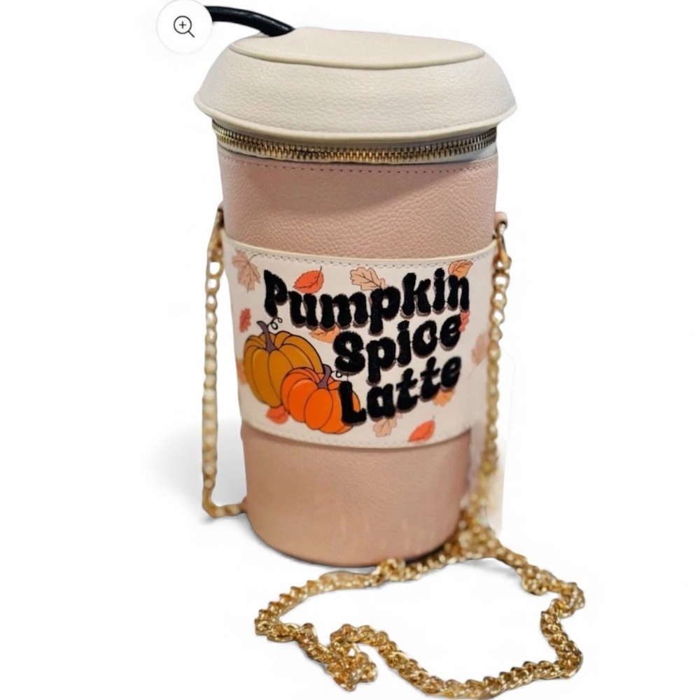 Skinny Dip Pumpkin Spice Latte vegan leather bucket bag, chain strap crossbody